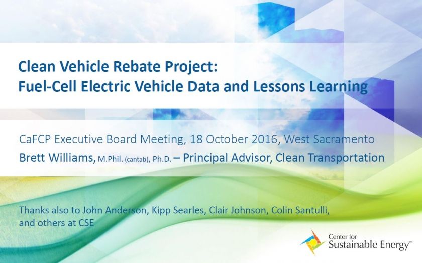 CVRP Fuel-Cell Electric Vehicle Data and Lessons Learning