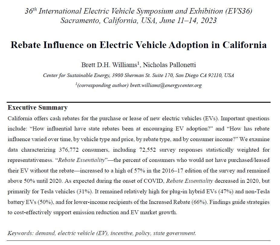 paper Rebate Influence on Electric Vehicle Adoption in California